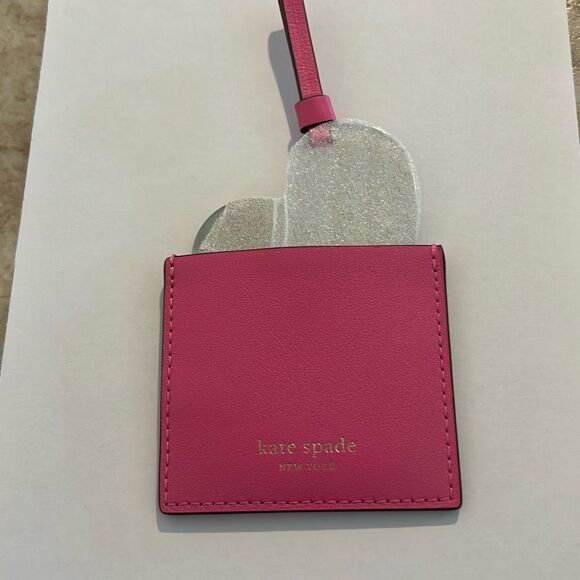 KATE SPADE Pink & Silver Heart Hang Tag NWT - Picture 1 of 6